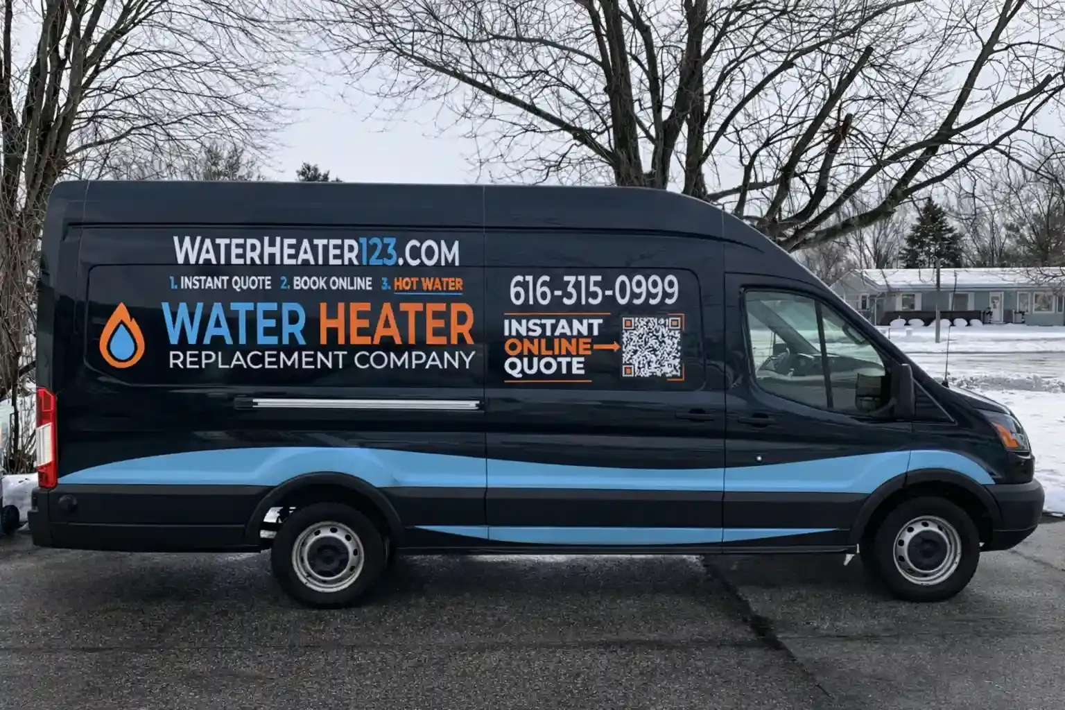 Water Heater Replacement Company service van stocked for same-day water heater installation